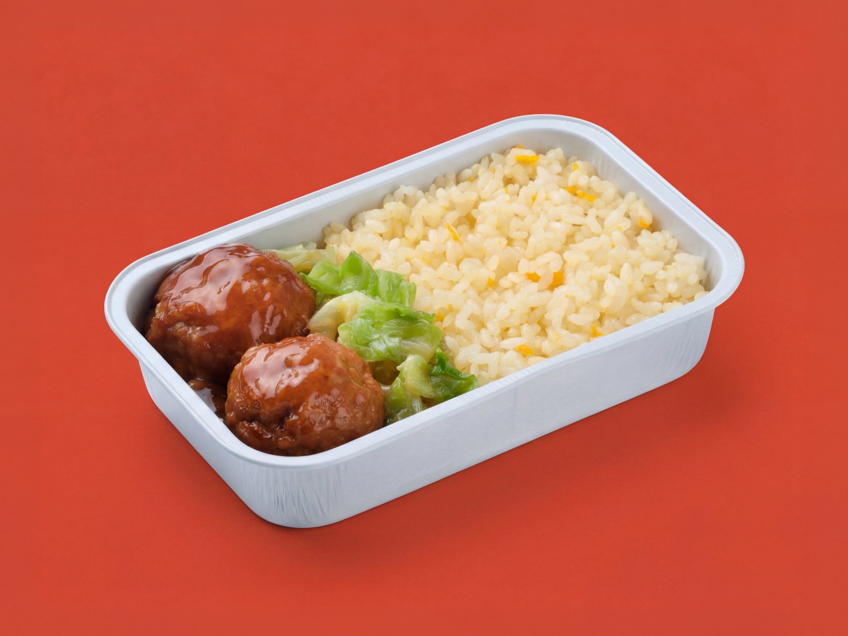 Braised Pork Meatballs with Fried Rice